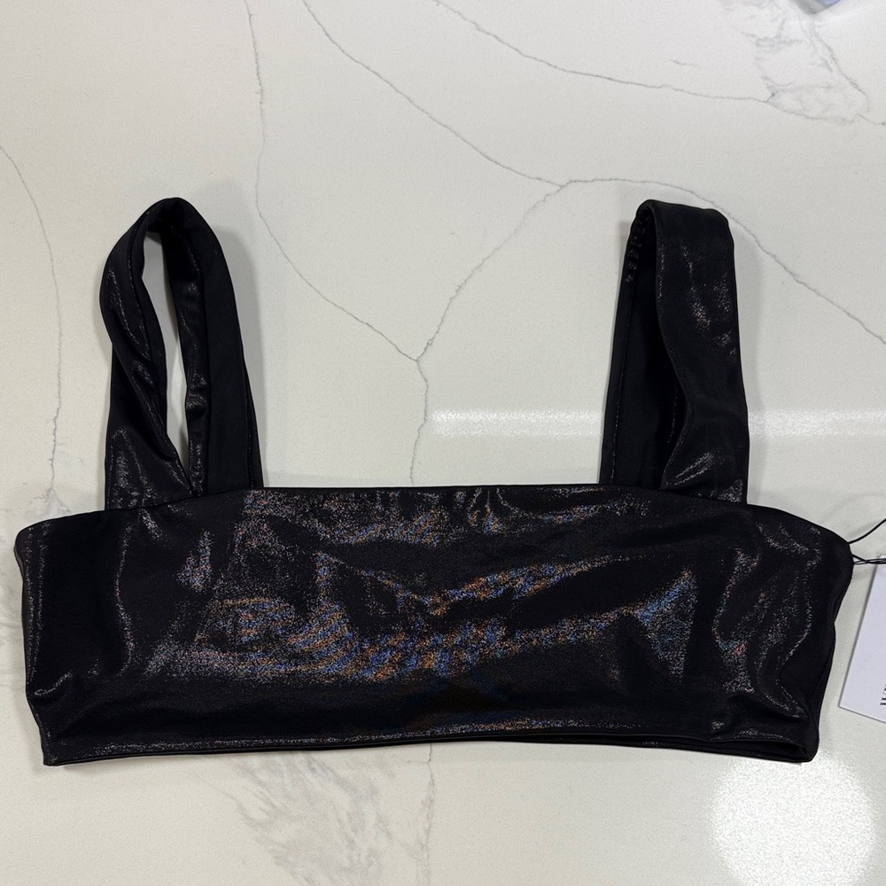 WeWoreWhat Black Shimmer Sports Bra